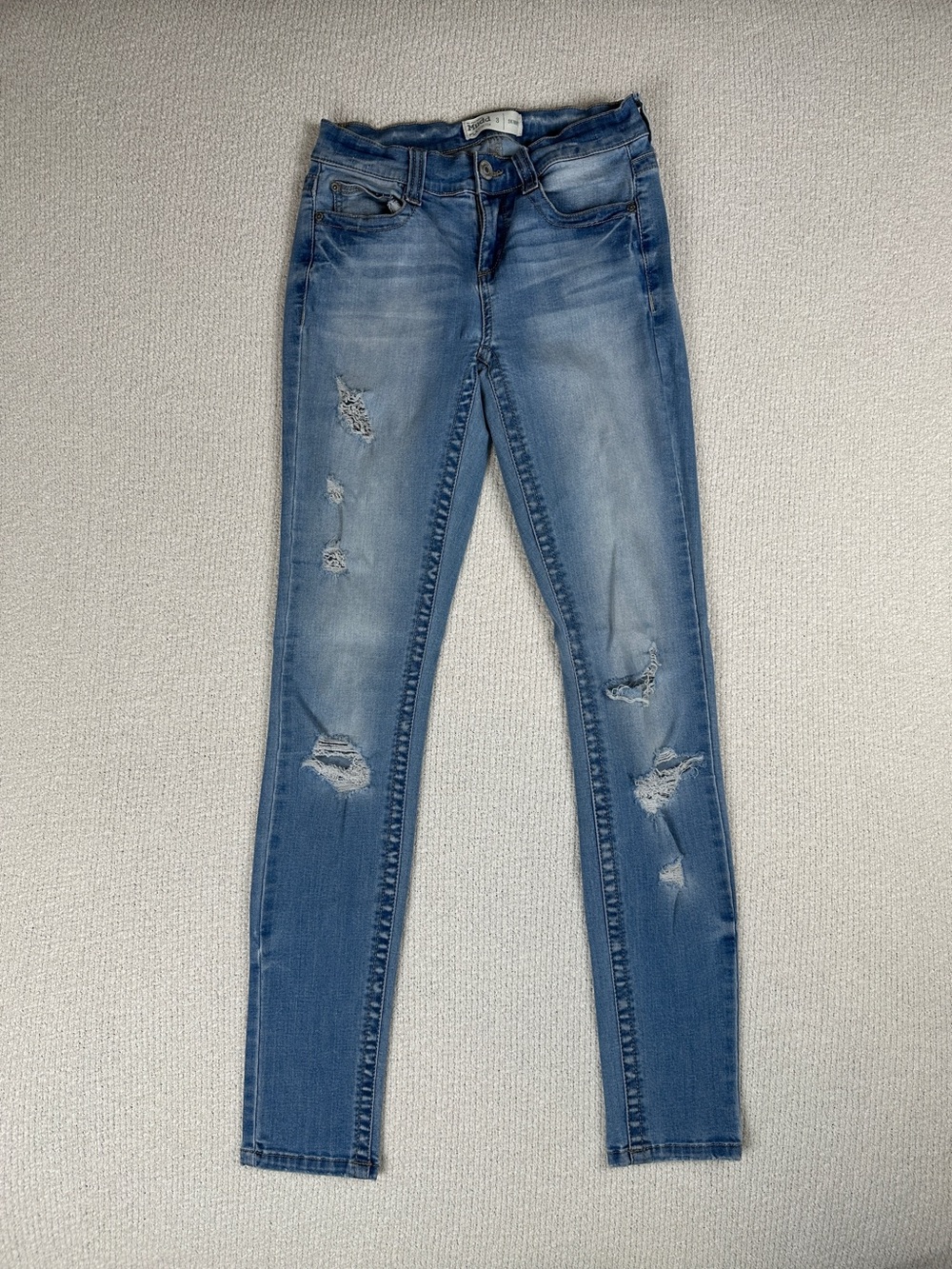 Mudd FLEX Stretch Light Blue Distressed Skinny Jeans Denim Pants